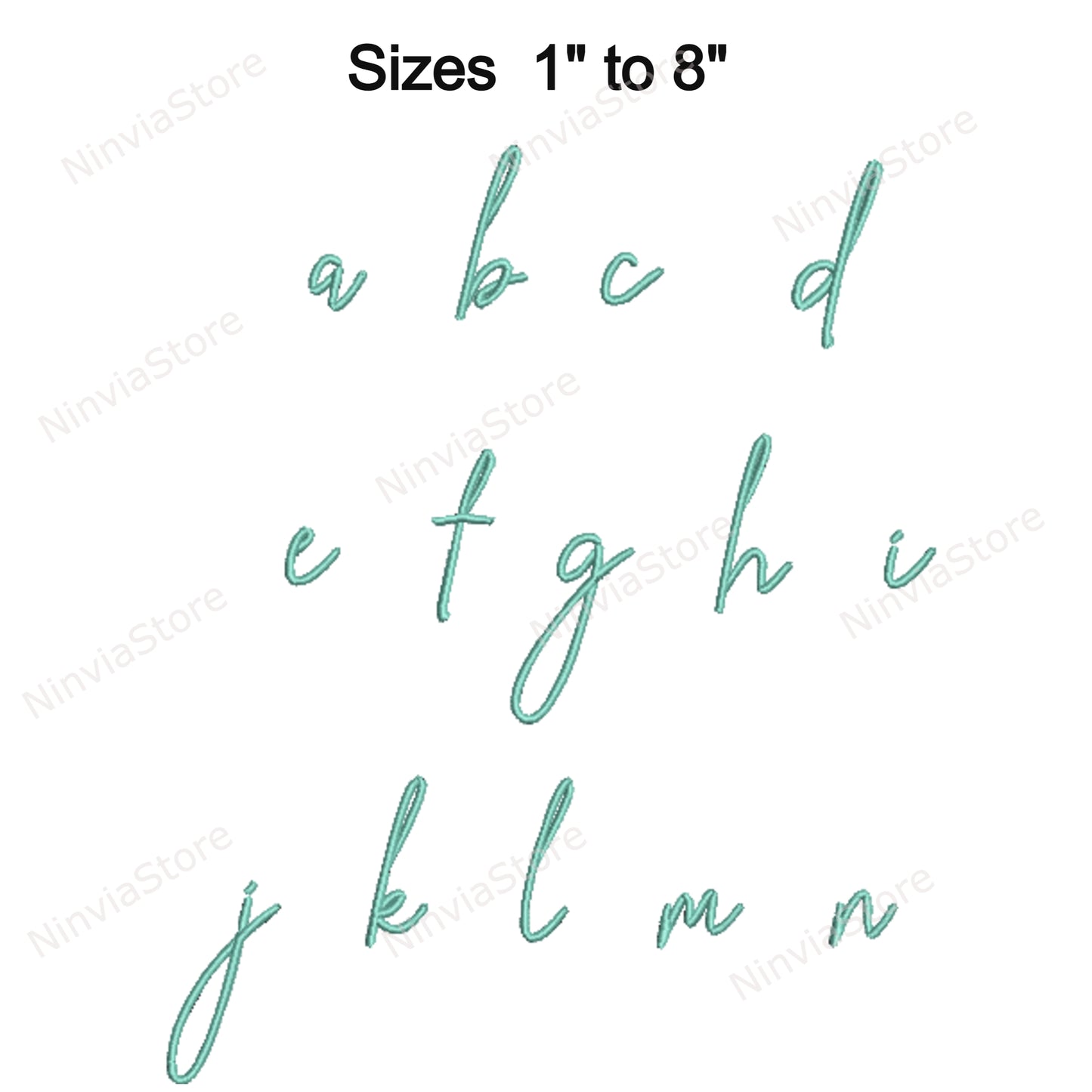 Quany Script Maschinenstickschrift, 15 Größen, 8 Formate, BX-Schriftart, PE-Schriftart, Monogramm-Alphabet-Stickmotive