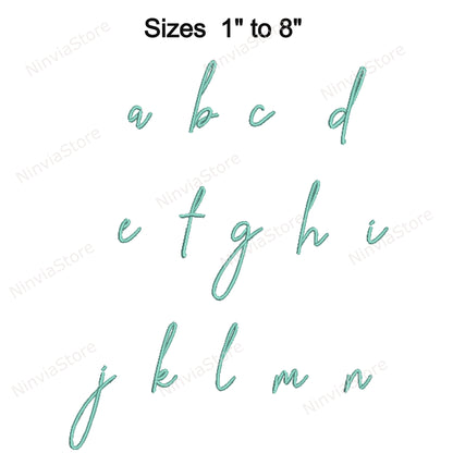 Quany Script Maschinenstickschrift, 15 Größen, 8 Formate, BX-Schriftart, PE-Schriftart, Monogramm-Alphabet-Stickmotive