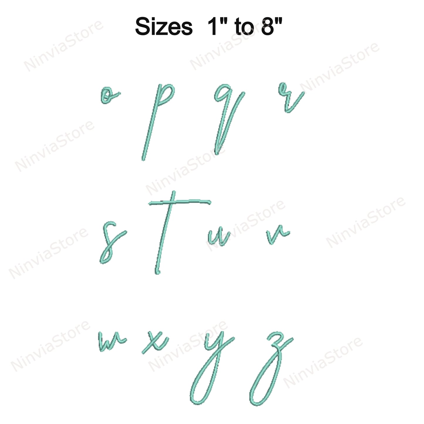 Quany Script Maschinenstickschrift, 15 Größen, 8 Formate, BX-Schriftart, PE-Schriftart, Monogramm-Alphabet-Stickmotive