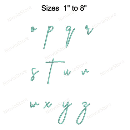 Quany Script Maschinenstickschrift, 15 Größen, 8 Formate, BX-Schriftart, PE-Schriftart, Monogramm-Alphabet-Stickmotive