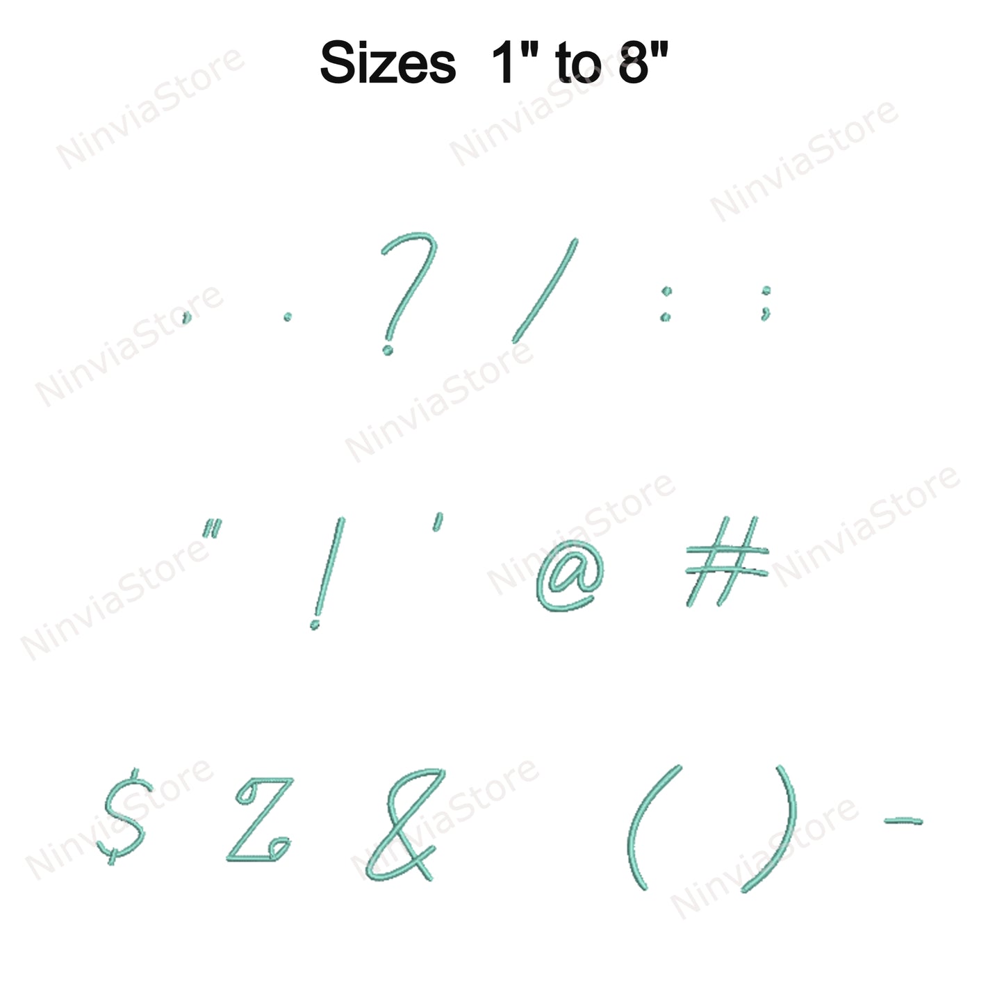 Quany Script Maschinenstickschrift, 15 Größen, 8 Formate, BX-Schriftart, PE-Schriftart, Monogramm-Alphabet-Stickmotive