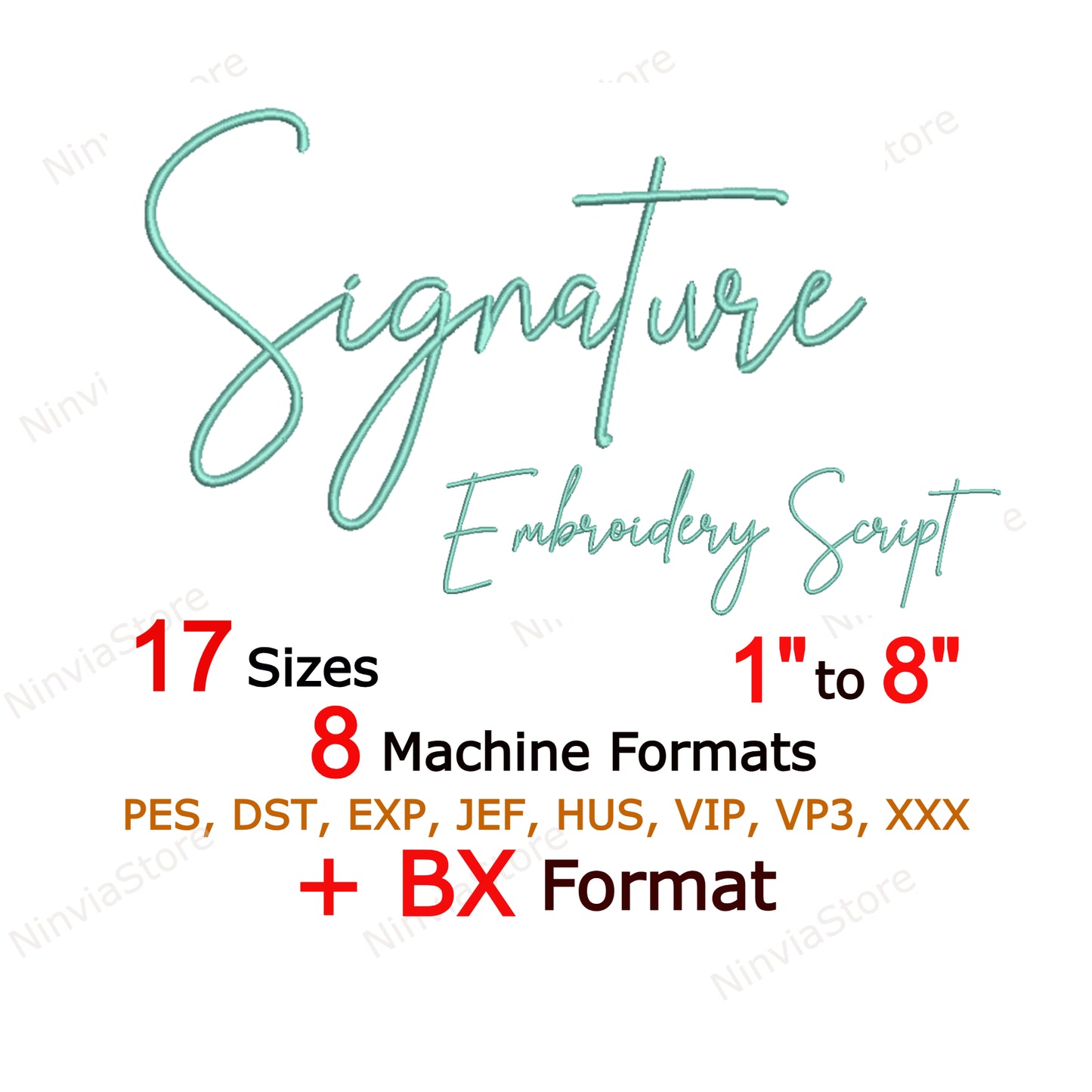 Quany Script Maschinenstickschrift, 15 Größen, 8 Formate, BX-Schriftart, PE-Schriftart, Monogramm-Alphabet-Stickmotive