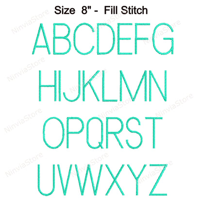 Slim Block Machine Embroidery Font, 15 sizes, 8 formats, BX Font, PE font, Monogram Alphabet Embroidery Designs