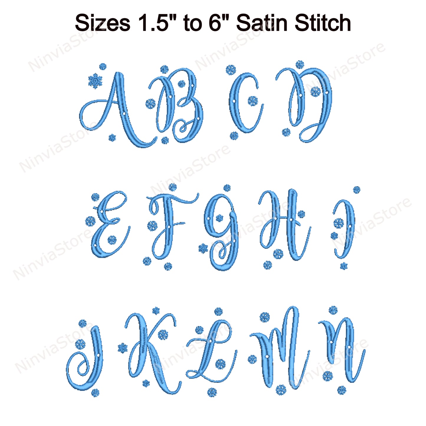Schneebälle Maschinenstickschrift, 10 Größen, 8 Formate, Weihnachts-BX-Schriftart, PE-Schriftart, Monogramm-Alphabet-Stickmotive