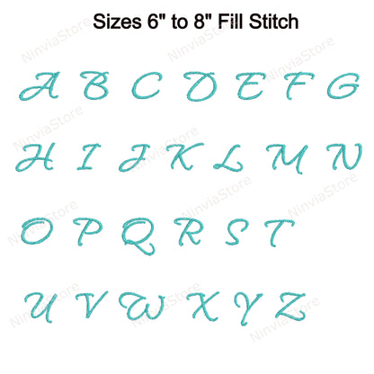 Snowfall Script Machine Embroidery Font, 17 sizes, 8 formats, BX Font, PE font, Monogram Alphabet Embroidery Design