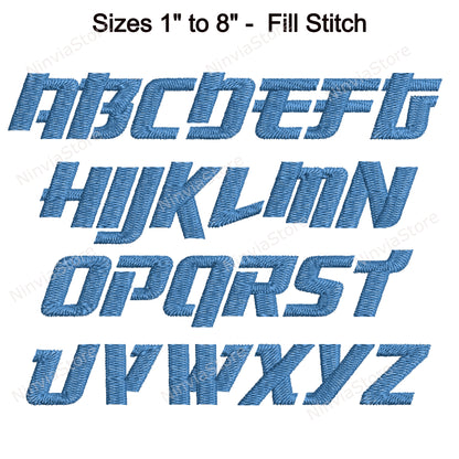 Sporty Machine Embroidery Font, 15 sizes, 8 formats, BX Font, PE font, Monogram Alphabet Embroidery Design