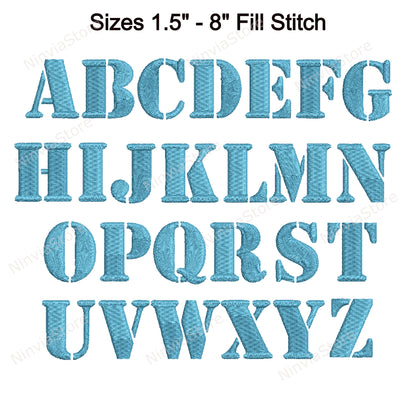 Stencil Machine Embroidery Font, 14 sizes, 8 formats, BX Font, PE font, Monogram Alphabet Embroidery Designs