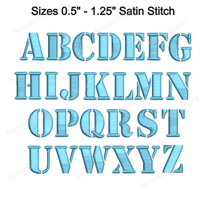 Stencil Machine Embroidery Font, 14 sizes, 8 formats, BX Font, PE font, Monogram Alphabet Embroidery Designs