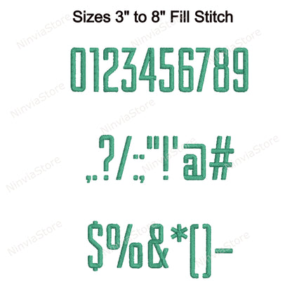 Stylish Block Machine Embroidery Font, 15 sizes, 8 formats, BX Font, PE font, Monogram Alphabet Embroidery Designs