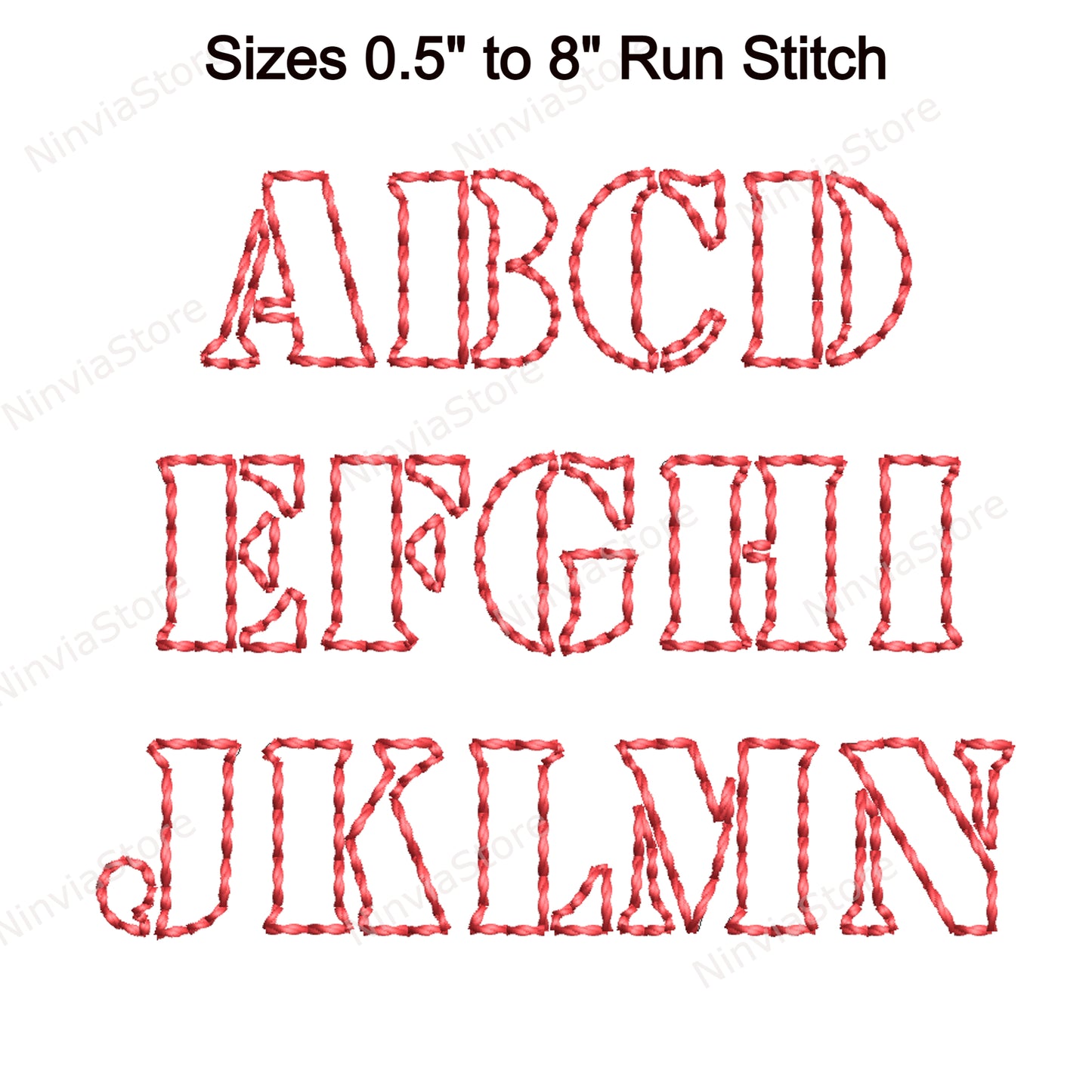 Pochoir Outline Bean Stitch Machine Embroidery Font, 14 tailles, 8 formats, Run Stitch BX Font, PE police, Monogram Alphabet Broderie Designs