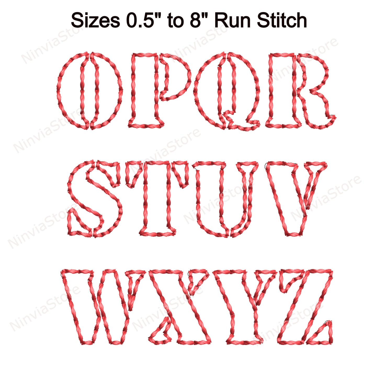 Pochoir Outline Bean Stitch Machine Embroidery Font, 14 tailles, 8 formats, Run Stitch BX Font, PE police, Monogram Alphabet Broderie Designs