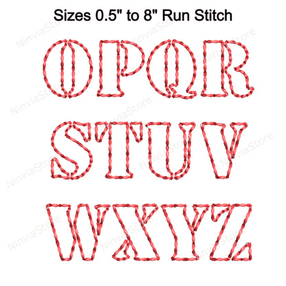 Stencil Outline Bean Stitch Machine Embroidery Font, 14 sizes, 8 formats, Run Stitch  BX Font, PE font, Monogram Alphabet Embroidery Designs