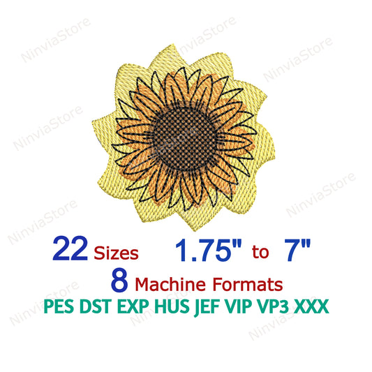 Sunflower Embroidery Design, Sunflower Machine Embroidery, Flower Embroidery Pattern, Floral Embroidery Design, Digital Instant Download