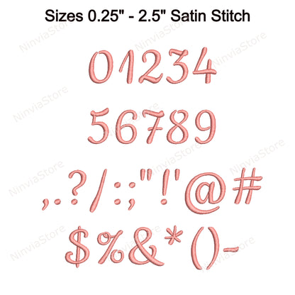 Sweet Nia Script Machine Embroidery Font, 15 sizes, 8 formats, BX Font, PE font, Monogram Alphabet Embroidery Designs