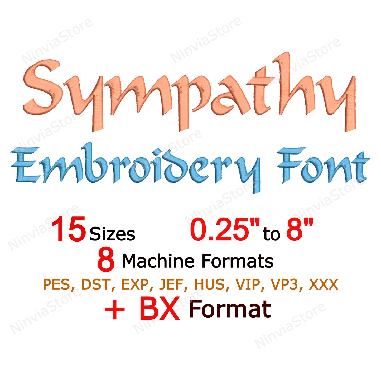 Sympathy Machine Embroidery Font, 15 sizes, 8 formats, BX Font, PE font, Monogram Alphabet Embroidery Designs