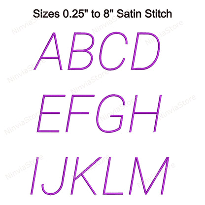 Thin Block Italic Machine Embroidery Font, 15 sizes, 8 formats, Block BX Font, PE font, Monogram Alphabet Embroidery Designs