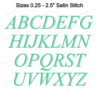 Times Roman Italic Machine Embroidery Font, 15 sizes, 8 formats, BX Font, PE font, Monogram Alphabet Embroidery Designs