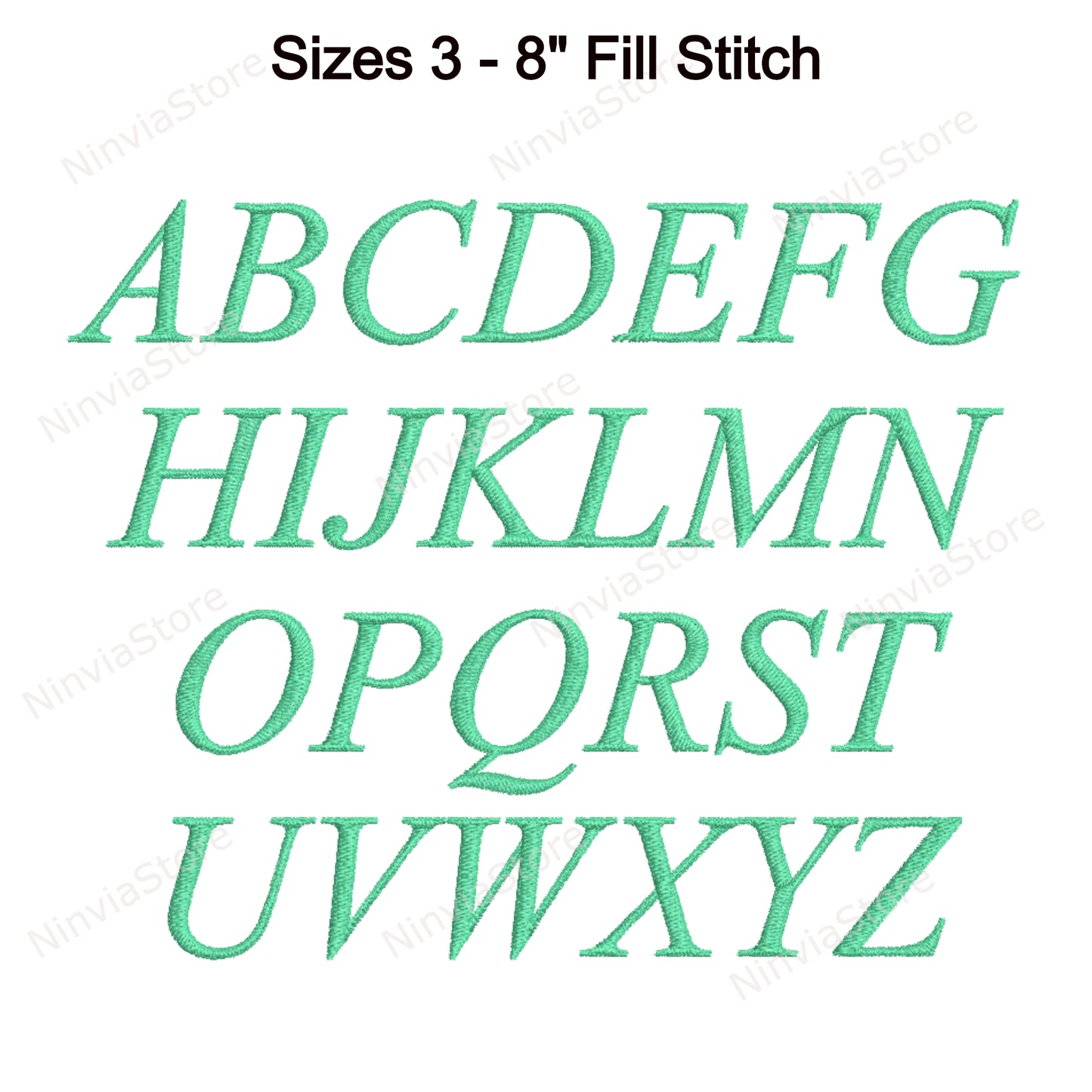 Times Roman Italic Machine Embroidery Font, 15 sizes, 8 formats, BX Font, PE font, Monogram Alphabet Embroidery Designs