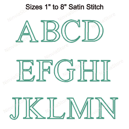 Times Roman Outline Machine Embroidery Font, 15 sizes, 8 formats, BX Font, PE font, Monogram Alphabet Embroidery Designs