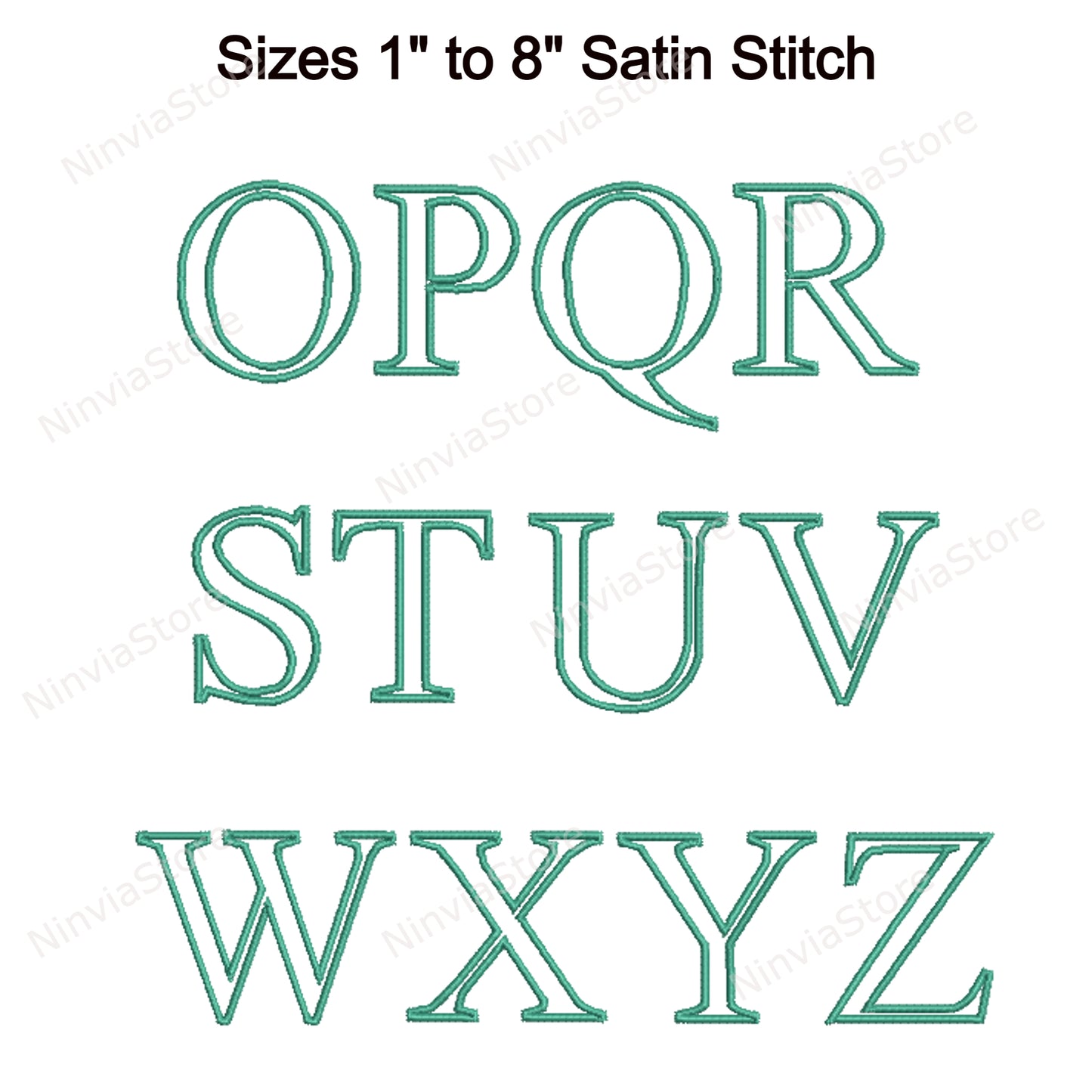 Times Roman Outline Machine Embroidery Font, 15 sizes, 8 formats, BX Font, PE font, Monogram Alphabet Embroidery Designs