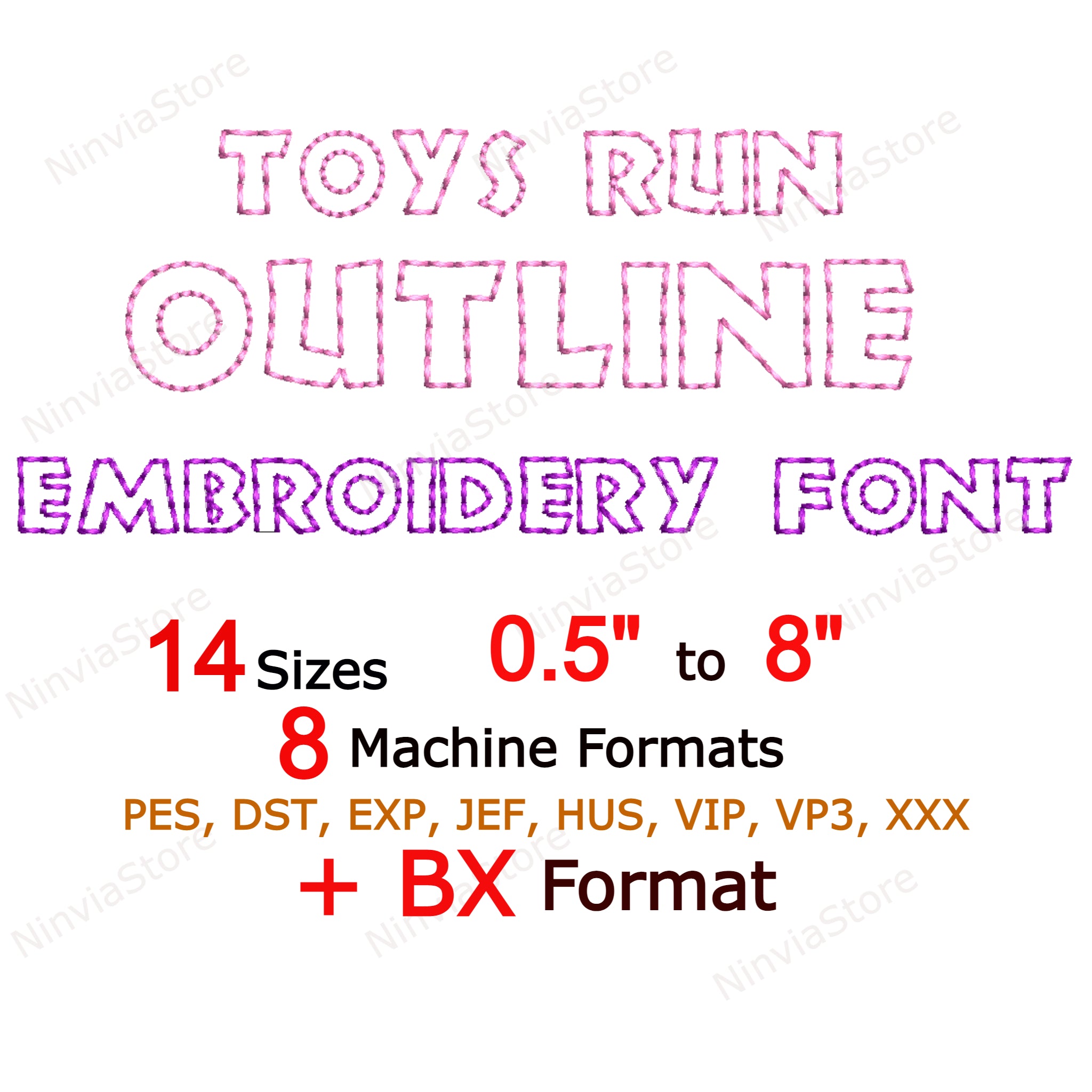 Toys Outline Bean Stitch Machine Embroidery Font, Alphabet Designs ...