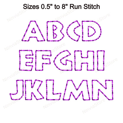 Toys Outline Bean Stitch Machine Embroidery Font, 14 sizes, 8 formats, Run Stitch  BX Font, PE font, Monogram Alphabet Embroidery Designs