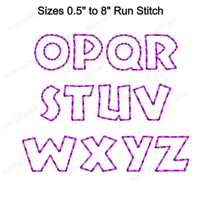 Toys Outline Bean Stitch Machine Embroidery Font, 14 sizes, 8 formats, Run Stitch  BX Font, PE font, Monogram Alphabet Embroidery Designs