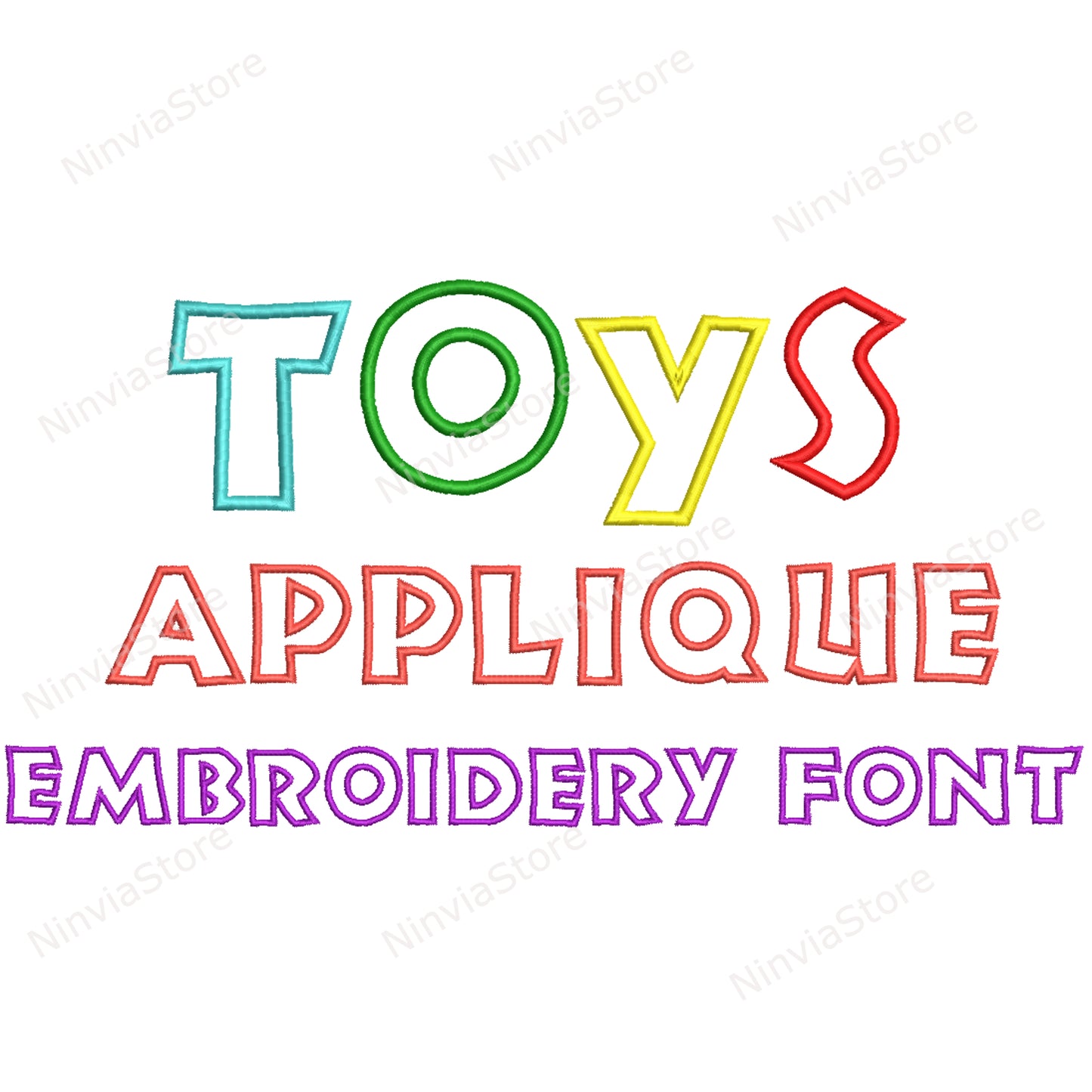 Toys Applique Machine Embroidery Font, 10 sizes, 8 formats, BX Font, PE font, Monogram Alphabet Embroidery Designs