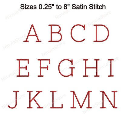 Typewriter Thin Machine Embroidery Font, 15 sizes, 8 formats, BX Font, PE font, Monogram Alphabet Embroidery Designs