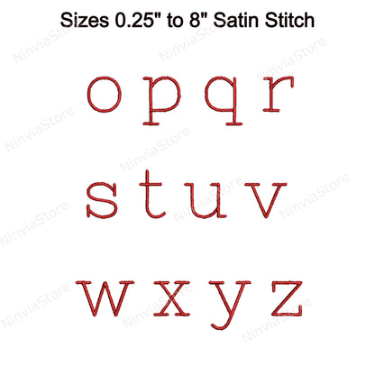 Typewriter Thin Machine Embroidery Font, 15 sizes, 8 formats, BX Font, PE font, Monogram Alphabet Embroidery Designs