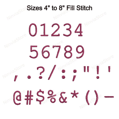 New Typewriter Machine Embroidery Font, 15 sizes, 8 formats, BX Font, PE font, Monogram Alphabet Embroidery Designs