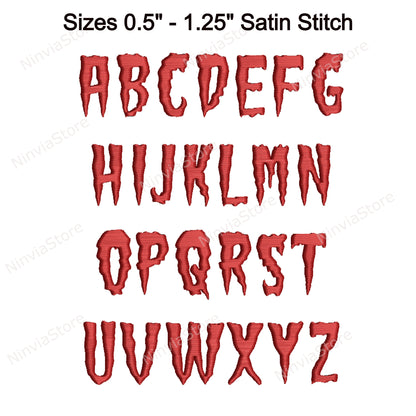 Vampire Night Machine Embroidery Font, 14 sizes, 8 formats, Halloween BX Font, PE font, Monogram Alphabet Embroidery Designs