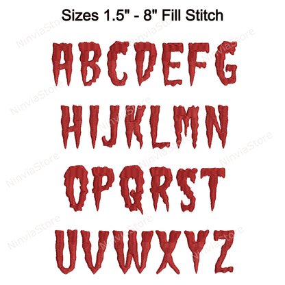 Vampire Night Machine Embroidery Font, 14 sizes, 8 formats, Halloween BX Font, PE font, Monogram Alphabet Embroidery Designs