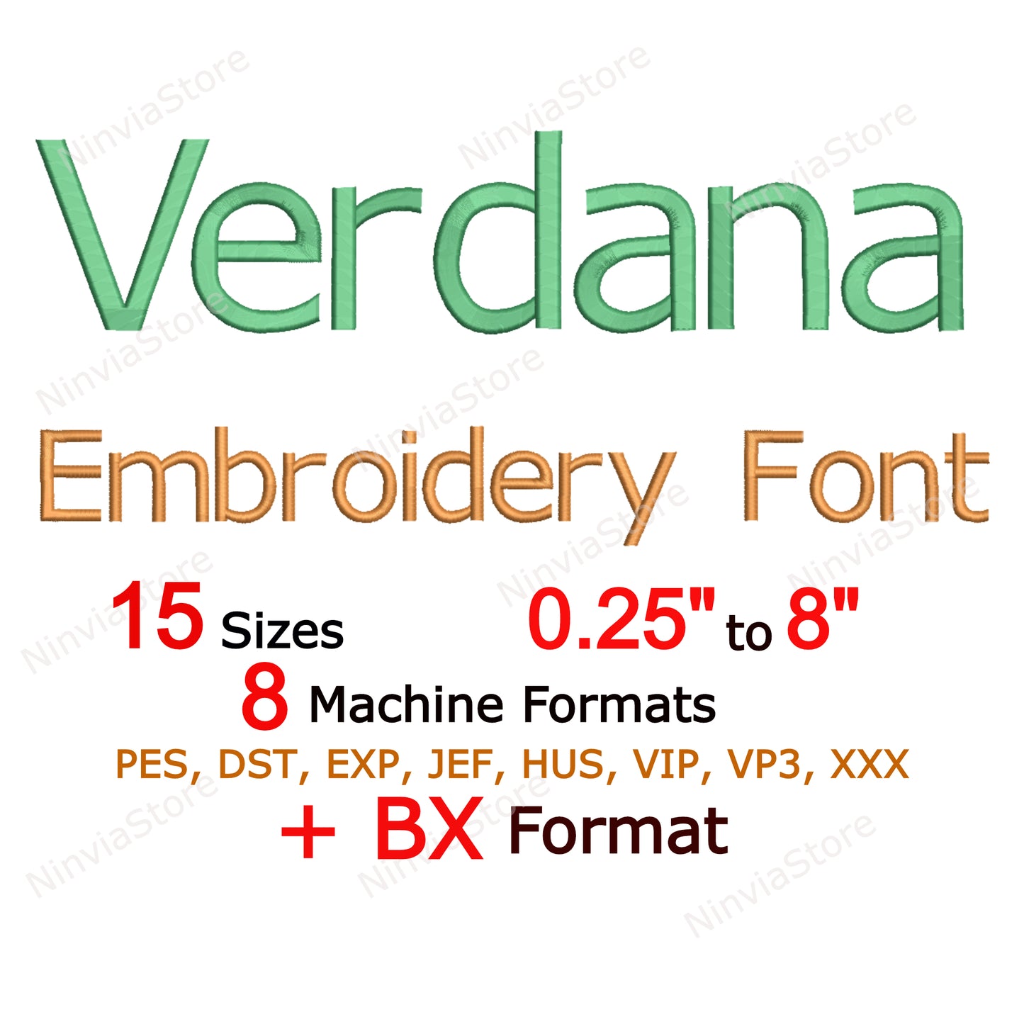 Verdana Machine Embroidery Font, 15 sizes, 8 formats, BX Font, PE font, Monogram Alphabet Embroidery Designs