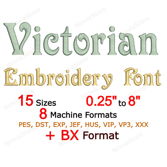 Victorian Machine Embroidery Font, 15 sizes, 8 formats, BX Font, PE font, Monogram Alphabet Embroidery Designs