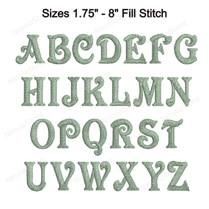 Victorian Machine Embroidery Font, 15 sizes, 8 formats, BX Font, PE font, Monogram Alphabet Embroidery Designs