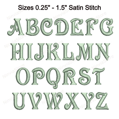 Victorian Machine Embroidery Font, 15 sizes, 8 formats, BX Font, PE font, Monogram Alphabet Embroidery Designs