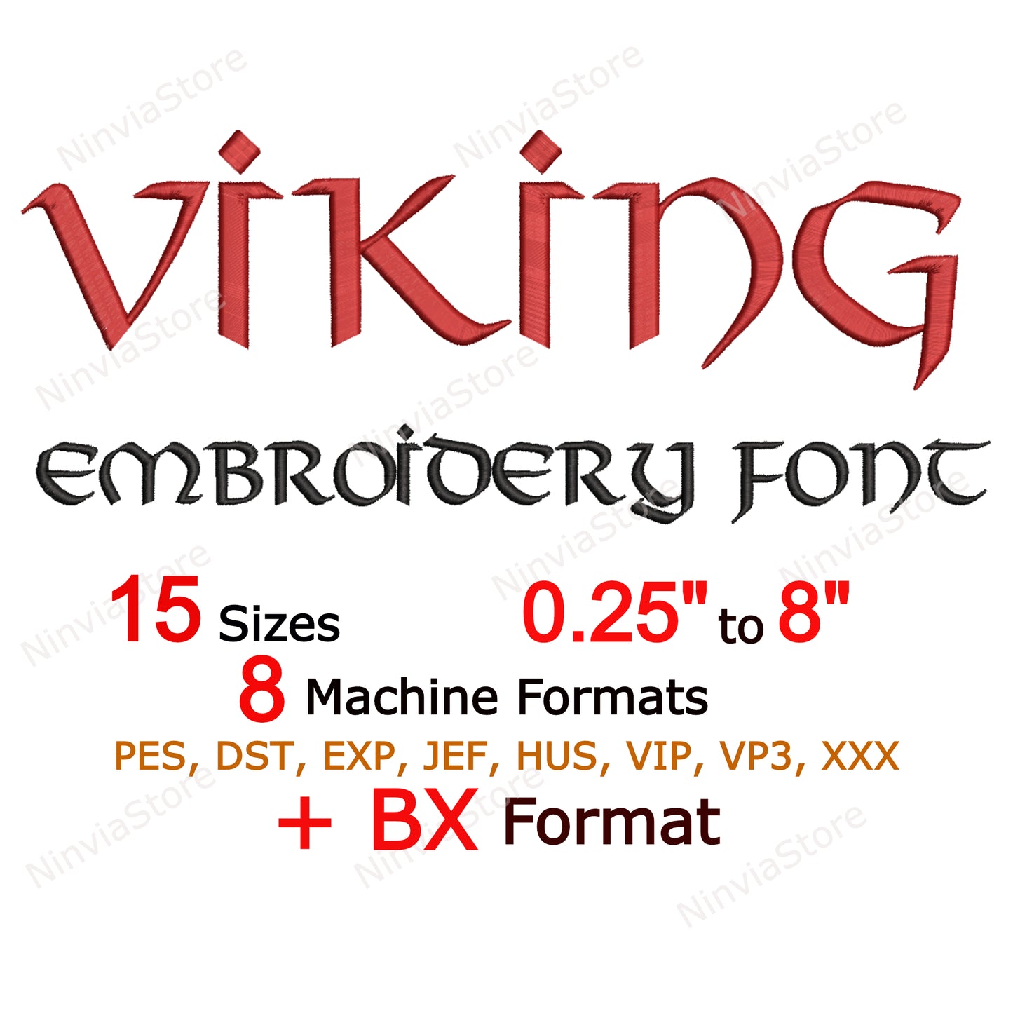 Viking Machine Embroidery Font, 15 sizes, 8 formats, BX Font, PE font, Monogram Alphabet Embroidery Design