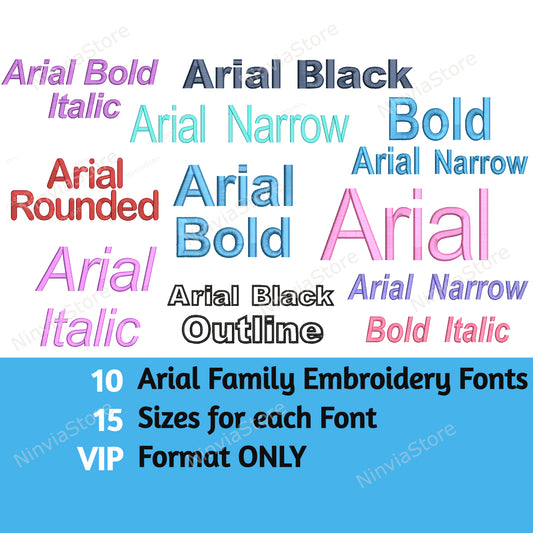 10 VIP Arial Embroidery Fonts Bundle, Alphabet Embroidery Design, Machine Embroidery Font VIP, Monogram Font