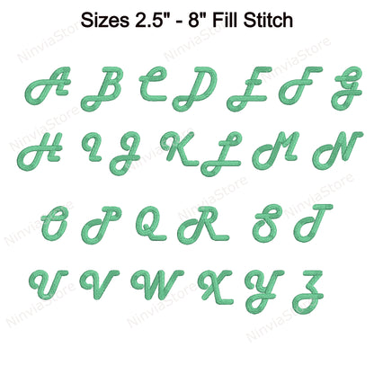 Walby Script Machine Embroidery Font, 15 sizes, 8 formats, BX Font, PE font, Monogram Alphabet Embroidery Designs