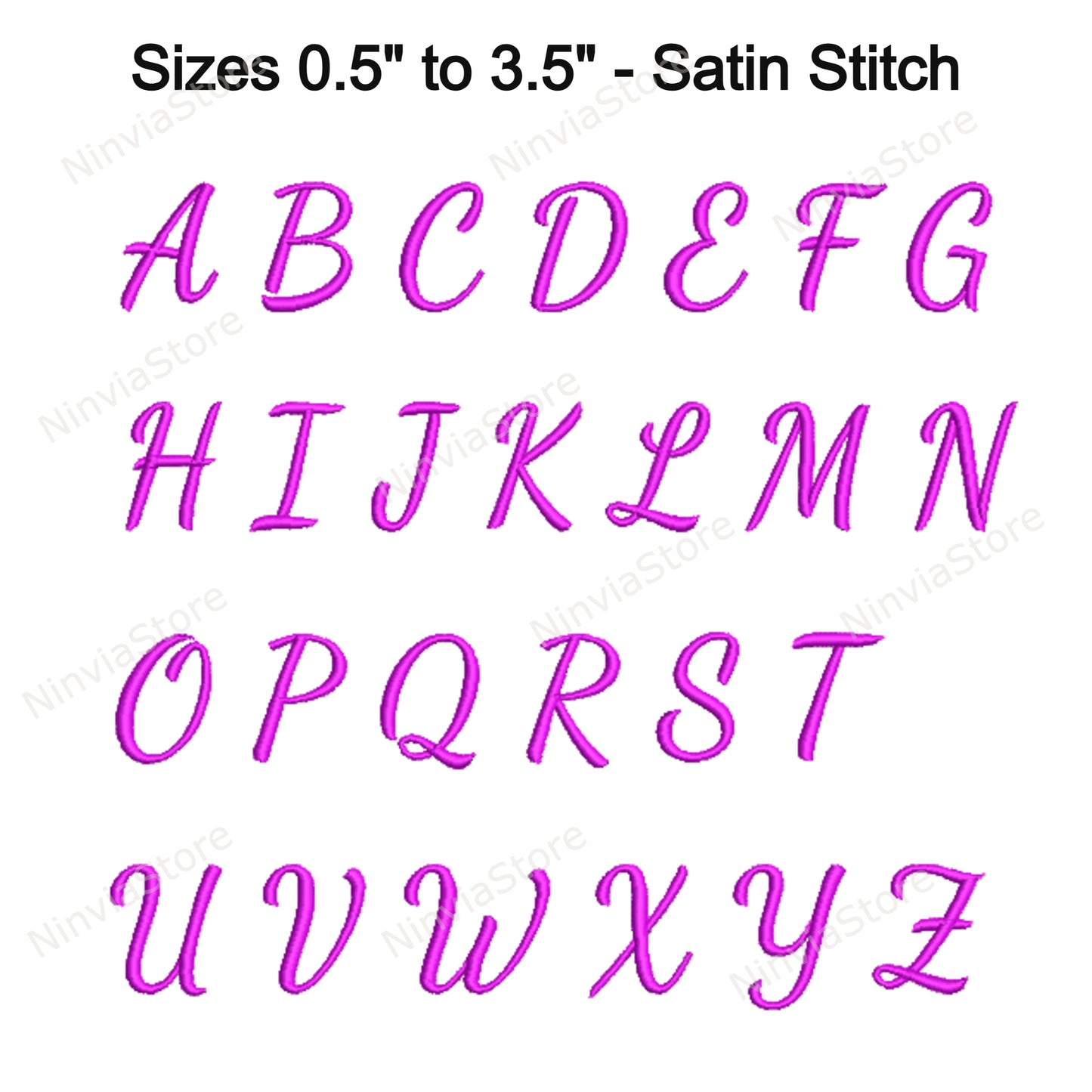 Quany Script Maschinenstickschrift, 15 Größen, 8 Formate, BX-Schriftart, PE-Schriftart, Monogramm-Alphabet-Stickmotive