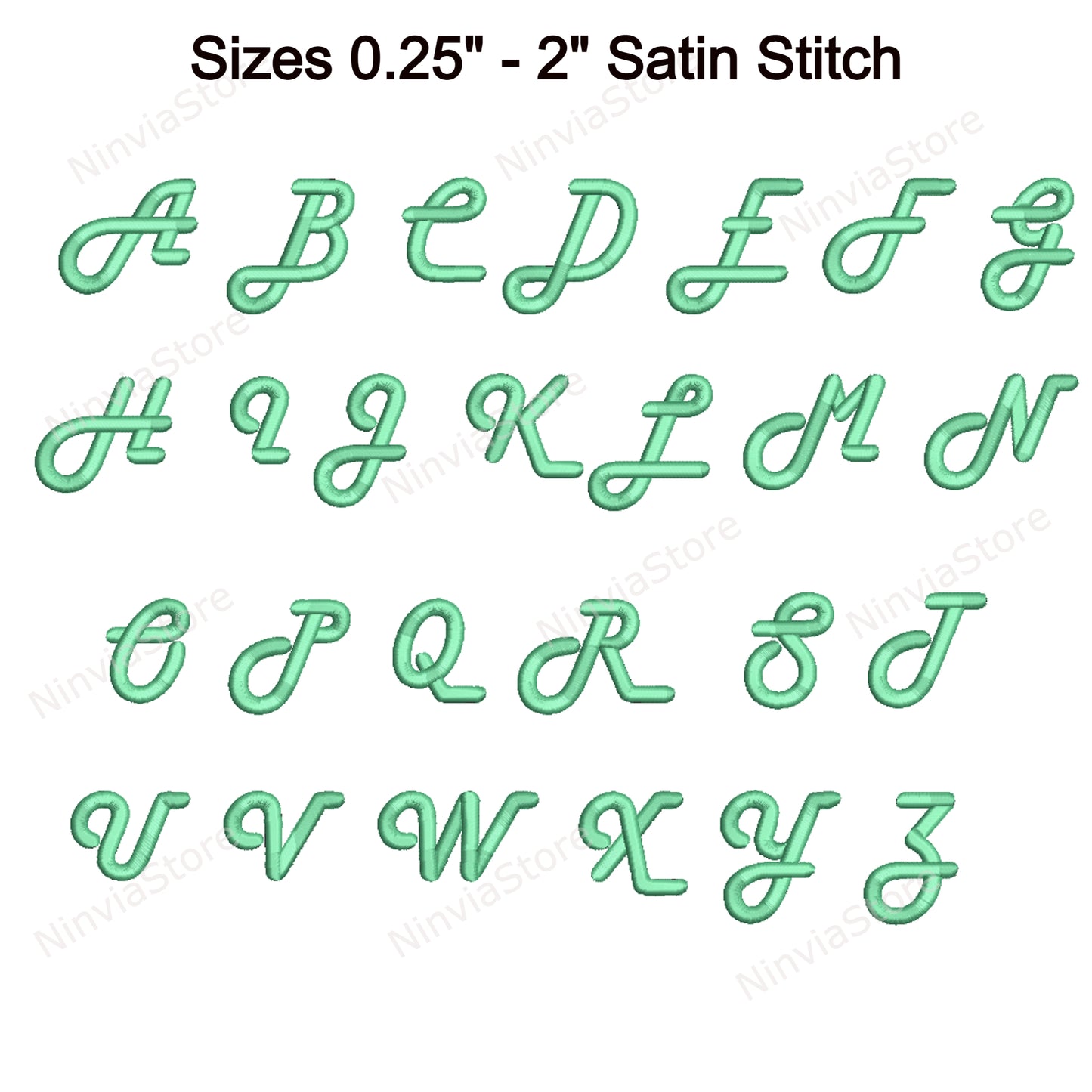 Police de broderie Machine Walby Script, 15 tailles, 8 formats, police BX, police PE, motifs de broderie Monogram Alphabet