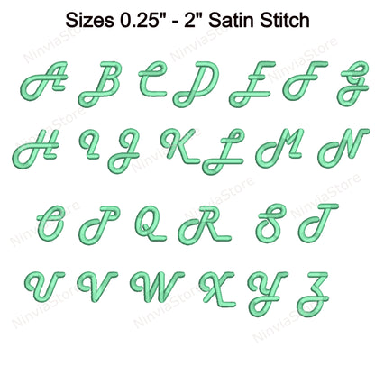 Walby Script Machine Embroidery Font, 15 sizes, 8 formats, BX Font, PE font, Monogram Alphabet Embroidery Designs