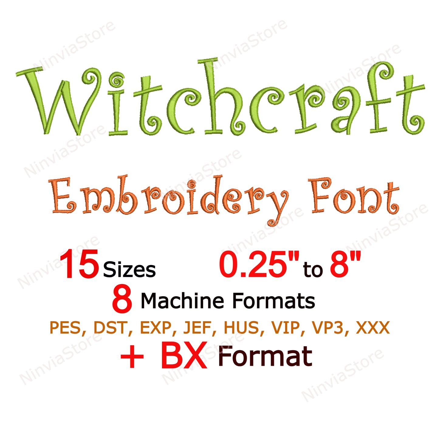 Witchcraft Machine Embroidery Font, 15 sizes, 8 formats, Halloween BX Font, PE font, Curlz Monogram Alphabet Embroidery Designs