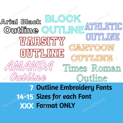 7 XXX Outline Embroidery Fonts Bundle, Machine Embroidery Font XXX, Alphabet Embroidery Design XXX font for Embroidery Outline Monogram Font