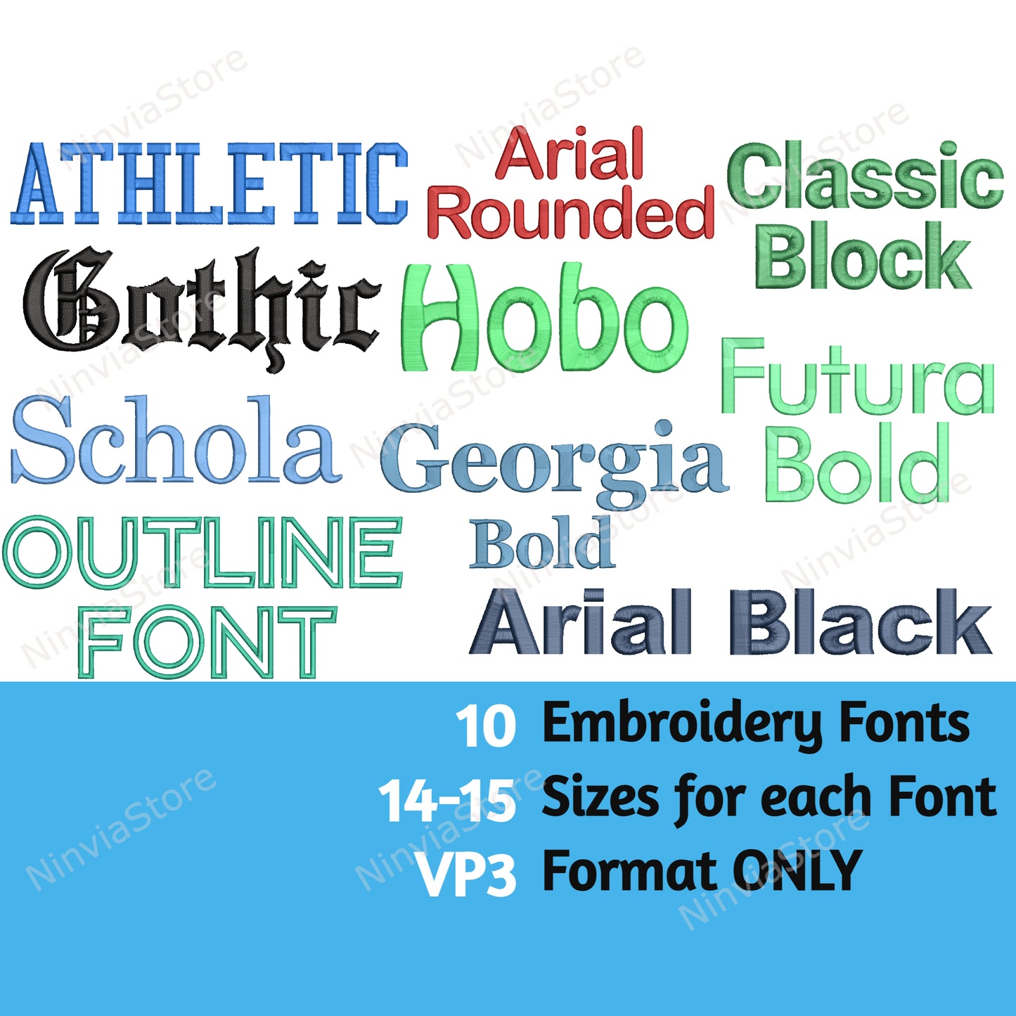 10 VP3 Embroidery Fonts Bundle, Machine Embroidery Font, Monogram Font VP3, Alphabet Embroidery Design