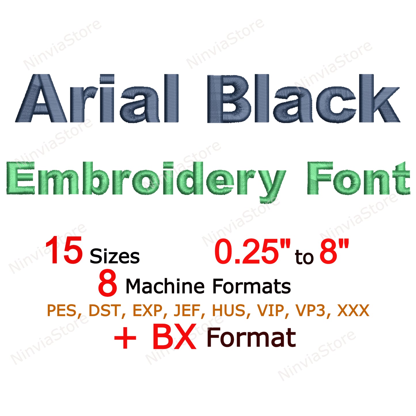 Arial Black Machine Embroidery Font, 15 sizes, 8 formats, BX Font, PE font, Monogram Alphabet Embroidery Designs