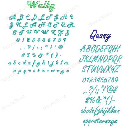 10 EXP-Stickschriftarten-Paket, Alphabet-Stickdesign, Maschinenstickschrift EXP, Cursive EXP-Schriftart für Stickereien, Kalligraphie-Monogramm-Stickschriftart EXP