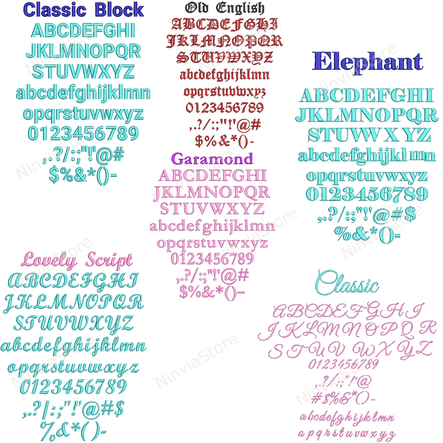 50 PES-Stickschriftarten in den Größen 0,75", 1,25" und 1,75", Maschinenstickschrift PE, Alphabet-Stickdesign, PE-Schriftart für Stickerei, kleine Schriftart