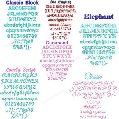 50 PES-Stickschriftarten in den Größen 0,75", 1,25" und 1,75", Maschinenstickschrift PE, Alphabet-Stickdesign, PE-Schriftart für Stickerei, kleine Schriftart